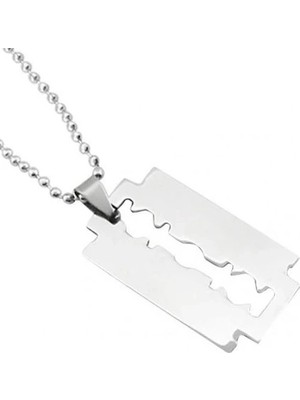 İsmiyle Al Jilet Çelik Kolye - Jilet Model Paslanmaz Gümüş Renk Çelik Kolye