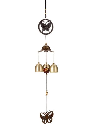 Miamantra Feng Shui Kelebek Figürlü Çift Katlı Metal Rüzgar Çanı - 60 cm Uzunluk