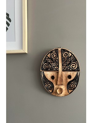 Miamantra El Yapımı Asılabilir Kabile Maskesi /desenli Büst Duvar Dekoru