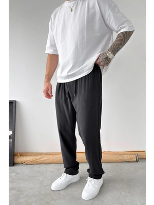 HAFKA Siyah Modal Kumaş Baggy Pantolon