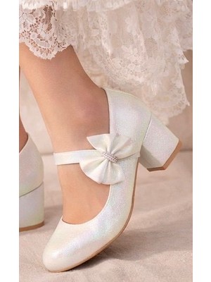 papucumun dünyası Topuklu Fiyonklu Kız   Çocuk Babet