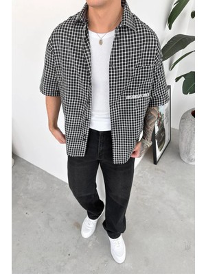 HAFKA Siyah Only Nakış Kareli Gömlek