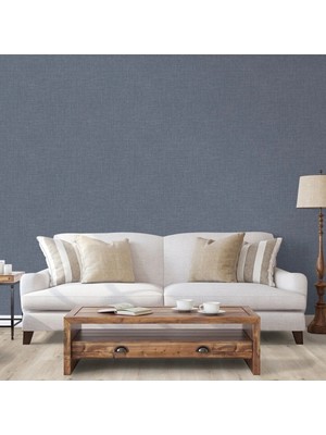 Adawall Muse Koleksiyonu 25104-9 Füme Mavi Keten Efektli Modern Duvar Kağıdı 1.06X15.6M, 16.5m²