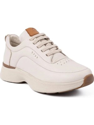 Mammamia 7410 Hakiki Deri Günlük Kadın Ayakkabı-Krem