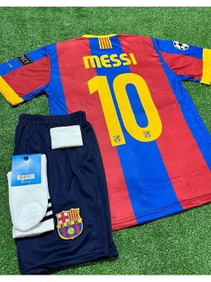 B.a.r.c.e.l.o.n.a 2011 Sampiyonlar Ligi Finali Lionel Messi Nostalji Çocuk Forması 4'lü Set