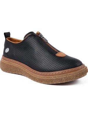 Mammamia 7585 Hakiki Deri Günlük Kadın Ayakkabı-Siyah