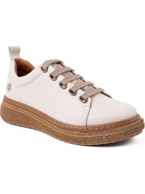 Mammamia 7750 Hakiki Deri Günlük Kadın Ayakkabı-Krem