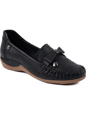 Mammamia 3830 Hakiki Deri Günlük Kadın Ayakkabı-Siyah