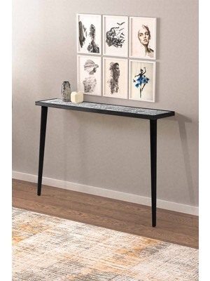 Feyza Design 122X20CM Siyah Doğal Masif Ayaklı Dresuar