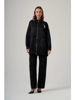Nuss 6043 Taş Işlemeli Bomber Kap – Siyah