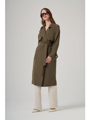 Nuss 6045 Kemerli Trenç Kap – Haki