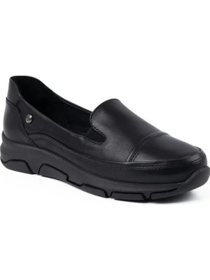 Mammamia 3570 Hakiki Deri Günlük Kadın Ayakkabı-Siyah