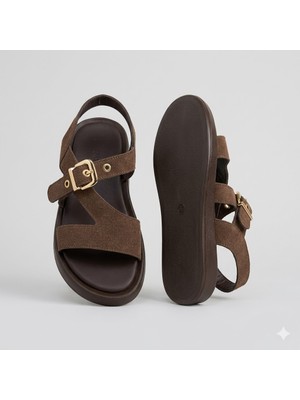 Kindep (Park Moda) Rahat Kadın Sandalet Kahve
