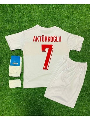 Türkiye Euro 2024 Kerem Aktürkoğlu Beyaz Çocuk Forması 4'lü Set