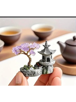 Miamantra Feng Shui Minyatür Ametist Ağaç ve Tapınak Biblo
