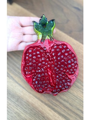 Miamantra Reçine Malzemeden Cam Görünümlü Nar Şeklinde Bereket Duvar Süsü /nar Şeklinde Nazarlık Dekor