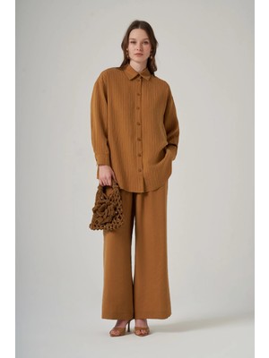 Nuss 1081 Basic Çizgili Takım-Kehribar
