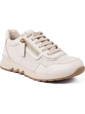 Mammamia 3970 Hakiki Deri Günlük Kadın Ayakkabı-Krem