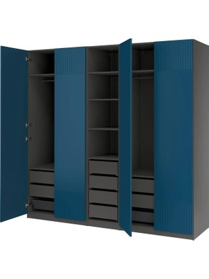 IKEA Koyu Gri Geniş Kapaklı Gardırop