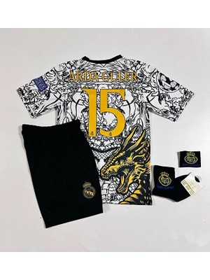 R.madridd Yeni Sezon Dragon Desenli A.r.d.a G.ü.l.e.r Çocuk Forması 4'lü Armalı Set (Black-White)