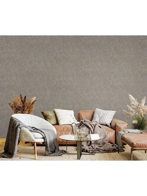 Adawall Muse Koleksiyonu 25105-5 Vizon Gri Textile Dokulu Duvar Kağıdı 1.06X15.6M, 16.5m²