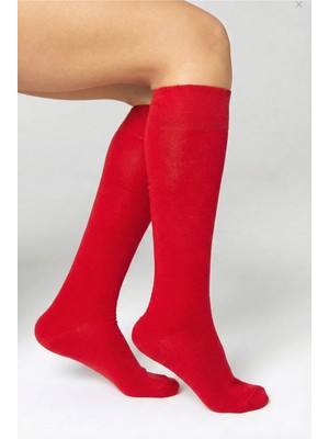 Bamboo Star Bambu Kadın Dizaltı Kırmızı Uzun Yumuşak Dikişsiz Çorap /pantolon Çorabı / Teni Göstermeyen Çorap