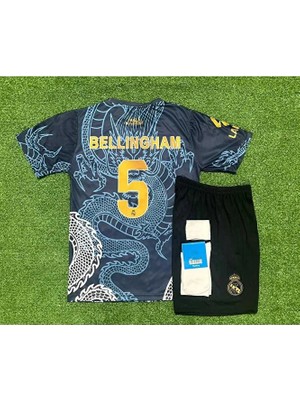 R.madridd 2024/24 Sezonu Dragon Desenli Jude Bellingham Konsept Çocuk Forması 4'lü Set