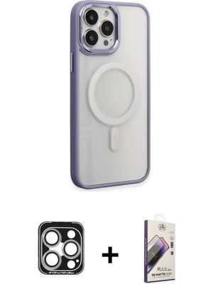 BUTİMAR'S iPhone 15 Pro Max Yankı Işık Özel Seri - Siyah Bilvis 3D Mat Cam Ekran Koruyucu + Gümüş Pvd Metal Kamera Lens