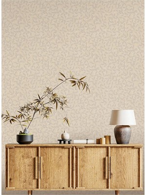 Adawall Muse Koleksiyonu 25109-3 Krem Vizon Dokulu Modern Duvar Kağıdı 1.06X15.6M, 16.5m²