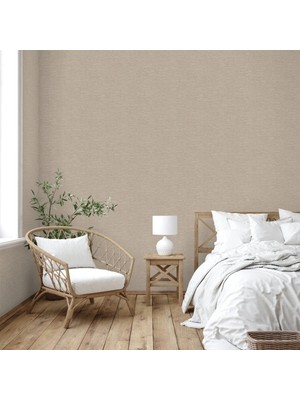 Adawall Muse Koleksiyonu 25106-2 Krem Bej Textile Dokulu Duvar Kağıdı 1.06X15.6M, 16.5m²