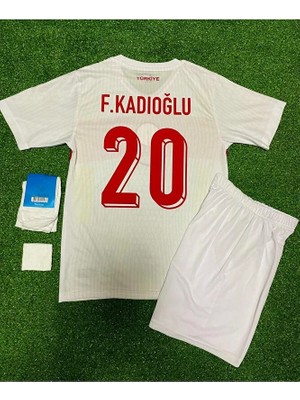 Türkiye Euro 2024 F.e.r.d.i K.a.d.ı.o.ğ.l.u Iç SAHA4LÜ Set Çocuk Forması (Beyaz)