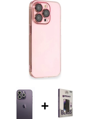 BUTİMAR'S iPhone 13 Pro Max Siluet Minimal Özel Seri - Siyah Bilvis Hayalet Cam Ekran Koruyucu + Beyaz Neon Fosforlu Kamera Lens