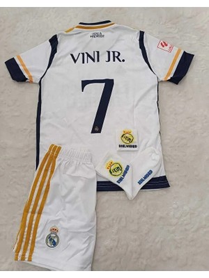 R.e.a.l M.a.d.r.i.d 2023-24 Sezon Vini Vr. Iç Saha Çocuk Forması 4'lü Set (Armalı)