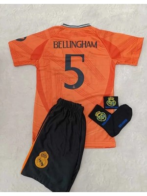 R. Madridd 2024/25 Yeni Sezon Jude Bellingham Deplasman Çocuk Forması 4'lü (Armalı Set)