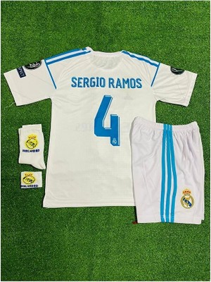 R.madridd 2018 Kiev Şampiyonlar Ligi Finali Sergio Ramos Çocuk Forması 4'lü Set (Armalı)