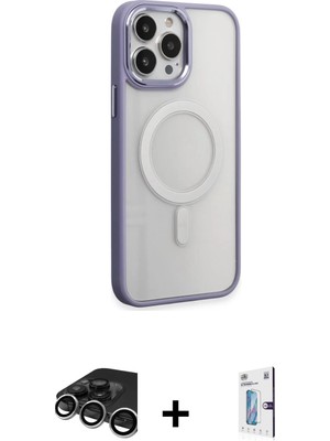 BUTİMAR'S iPhone 15 Pro Yankı Işık Özel Seri - Siyah Bilvis 0.18MM Plus Cam Ekran Koruyucu + Gümüş Raze Metal Kamera Lens