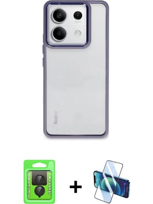 BUTİMAR'S Redmi Note 13 Pro 4g Nova Işık Serisi - Siyah 3D Antistatik Seramik Nano Ekran Koruyucu + Siyah Raze Metal Kamera Lens