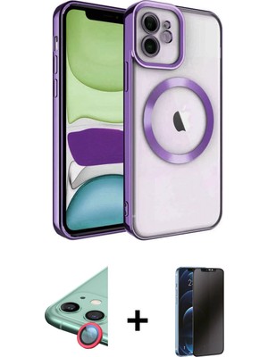 BUTİMAR'S iPhone 11 Nova Işık Özel Seri - Siyah 3D Antistatik Hayalet Cam Ekran Koruyucu + Kırmızı Raze Metal Kamera Lens