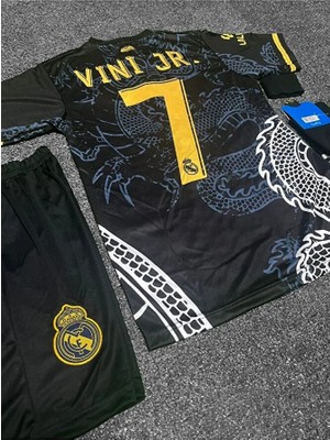 R.madridd 2023/24 Sezon Dragon Desenli Vini Jr. Konsept Çocuk Forması 4'lü Set (Black)