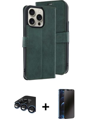 BUTİMAR'S iPhone 15 Pro Max Siluet Işık Serisi - Siyah 3D Antistatik Hayalet Cam Ekran Koruyucu + Lacivert Raze Metal Kamera Lens