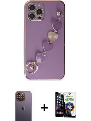 BUTİMAR'S iPhone 12 Pro Max Nova Işık Prime - Şeffaf Temperli Cam Ekran Koruyucu + Sarı Neon Fosforlu Kamera Lens