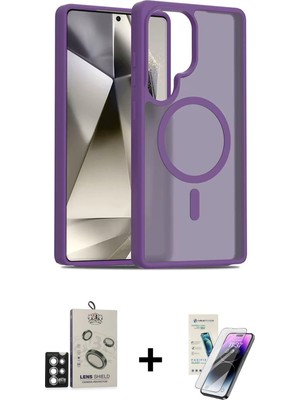 BUTİMAR'S Galaxy S25 Ultra Siluet Minimal Prime - Şeffaf Pasifik Cam Ekran Koruyucu + Gümüş Bilvis Titan Kamera Lens