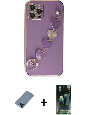 BUTİMAR'S iPhone 12 Pro Nova Işık Prime - Şeffaf 360 Full Body Arka Koruyucu + Mavi Metal Kamera Lens Koruma Cam