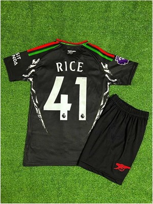 Arsenal 2024/25 Yeni Sezon Declan Rice Deplasman Çocuk Forması 2'li Set (Black)