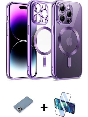 BUTİMAR'S iPhone 12 Pro Nova Işık Özel Seri - Siyah 3D Antistatik Seramik Nano Ekran Koruyucu + Gökkuşağı Shine Kamera Lens Koruma Cam