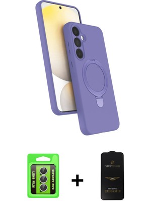 BUTİMAR'S Galaxy A25 5g Iz Işık Koleksiyonu - Siyah 6d Antistatik Mat Seramik Hayalet Nano Ekran Koruyucu + Gümüş Raze Metal Kamera Lens