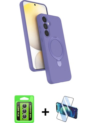 BUTİMAR'S Galaxy A25 5g Iz Işık Koleksiyonu - Siyah 3D Antistatik Cam Ekran Koruyucu + Gümüş Raze Metal Kamera Lens