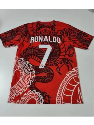 R.e.a.l M.a.d.r.i.d 2023/24 Yeni Sezon Cristiano Ronaldo Ejderha Motifli Özel Konsept Forması (Red)