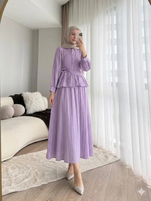 Miraydin Butik Kadın Fırfır Gömlekli Etekli Takım M2512 - Lila