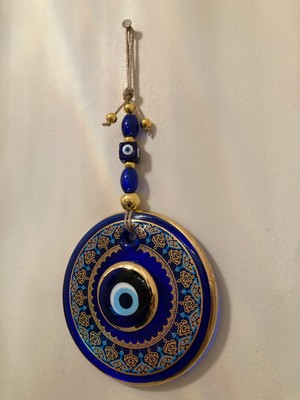 Plus Home Nazarlık Altın Yaldız El Işçiliği Çift Cam Osmanlı Motifli Model Çapı 14 cm Büyükboy